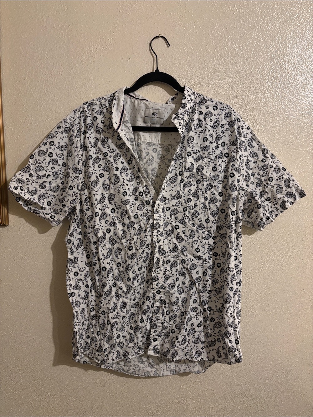 Report Collection White Short-Sleeve Paisley Button-Down Shirt
